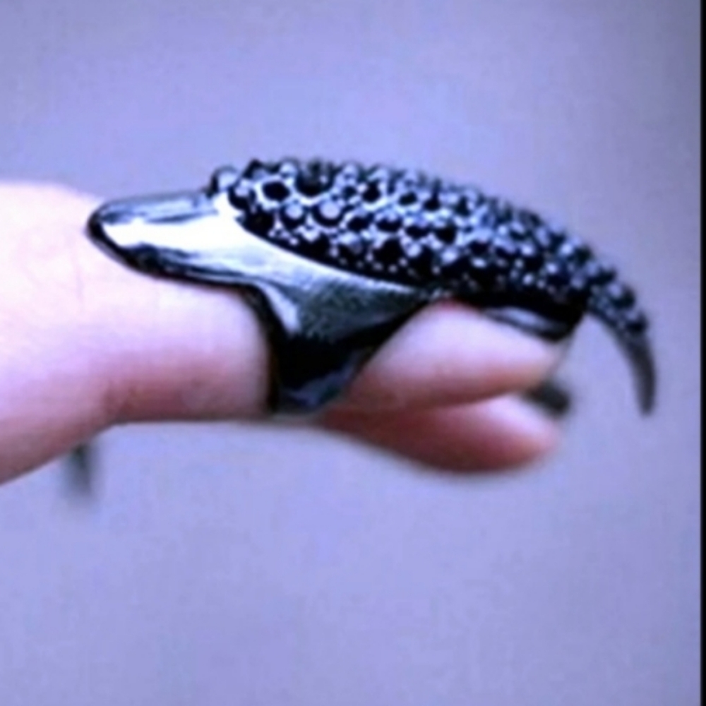 10 Piece Sharp Faux Nail Black Fingertip Rings Collection